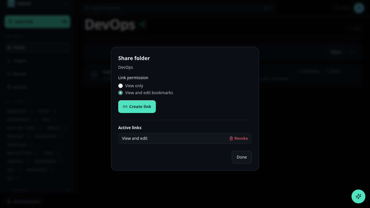 Permission dropdown with Read and write selected.