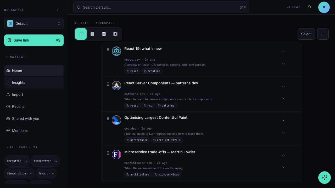 The Navigate menu with the Insights option highlighted.