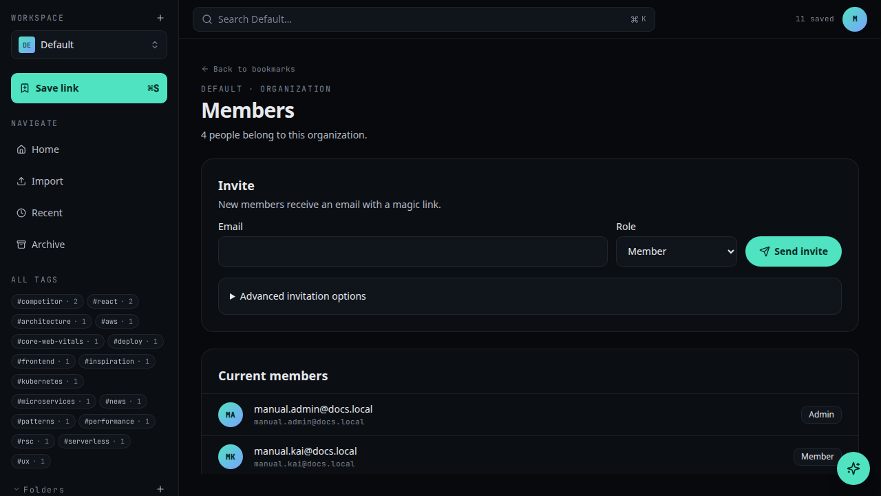 The Members tab inside Workspace settings.